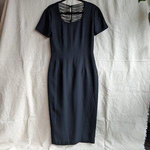 Embroidered Back Elegant Crepe Midi Dress